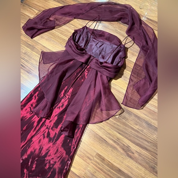 Vintage 90’s Iridescent Crimson Dress Prom Dress Maxi Dress Red Size Large - Picture 4 of 14